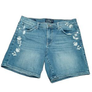 Lucky Brand “The Rollup” Floral Embroidered Jean Shorts Sz 6